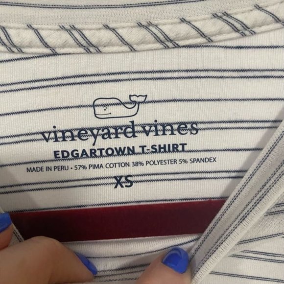Vineyard Vines Edgartown Reverse Feeder Stripe Short Sleeve Pocket Tee XS - Picture 4 of 8